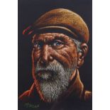 •GRAHAM MCKEAN (Scottish b. 1962) THE NIGHTWATCHMAN Pastel, signed, 29 x 20cm (11 1/2 x 8")