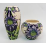 A Moorcroft designer trial Caledonia purple thistle pattern vase designed by Carol Lovett, the
