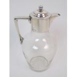 A late Victorian silver-topped claret jug by J Sherwood & Sons, Birmingham 1897, 23cm high