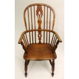 A 19th Century elm and ash Windsor chair 197cm tall