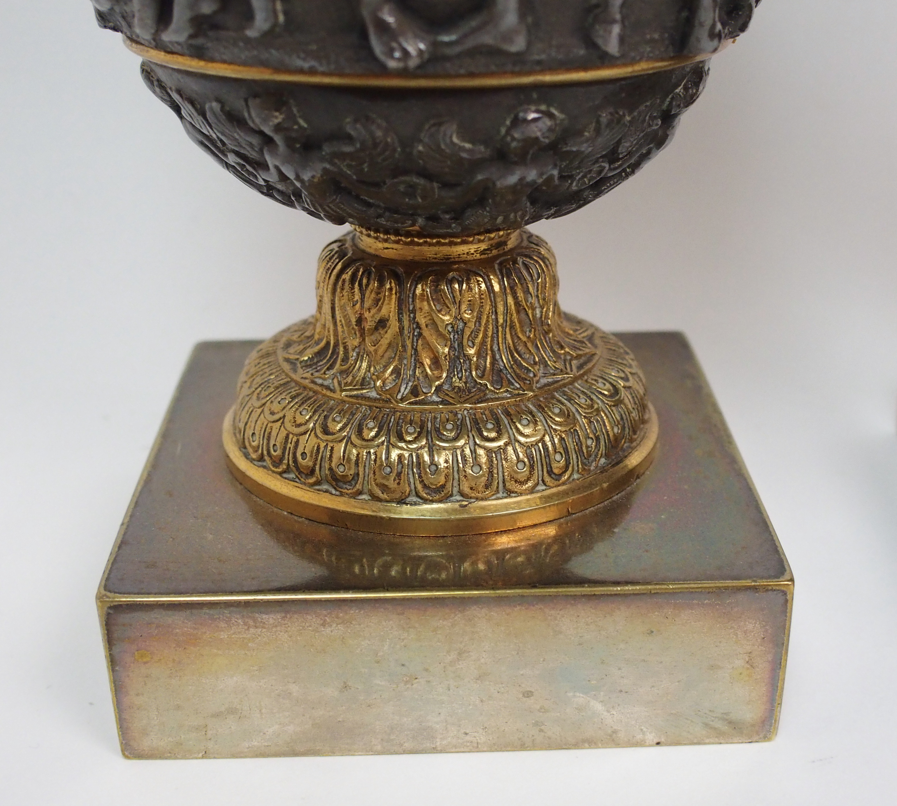 A pair of late 19th century bronzed and gilded metal copies of the Townley Vase originally from - Image 4 of 10