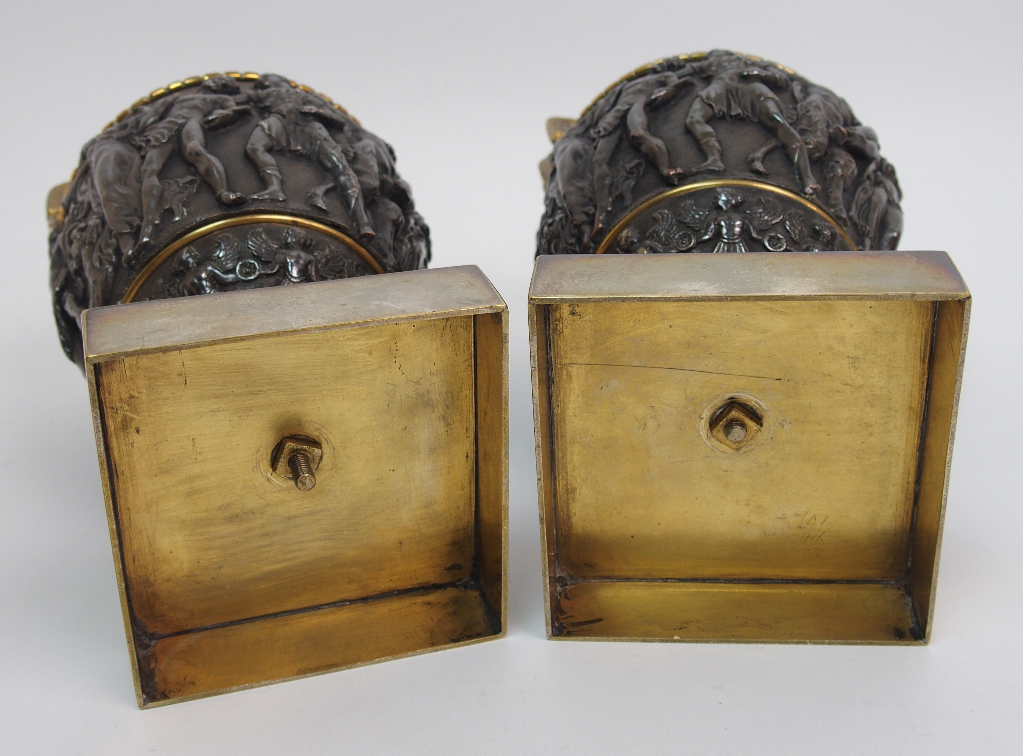 A pair of late 19th century bronzed and gilded metal copies of the Townley Vase originally from - Image 10 of 10