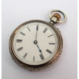 A Continental silver case pocket watch the case inscribed with initials
