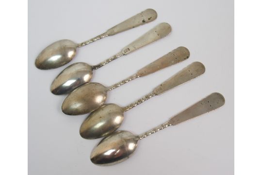 Five Chinese silver teaspoons cast with characters,11cm, two other teaspoons, 12.5cm long, pickle - Image 8 of 10