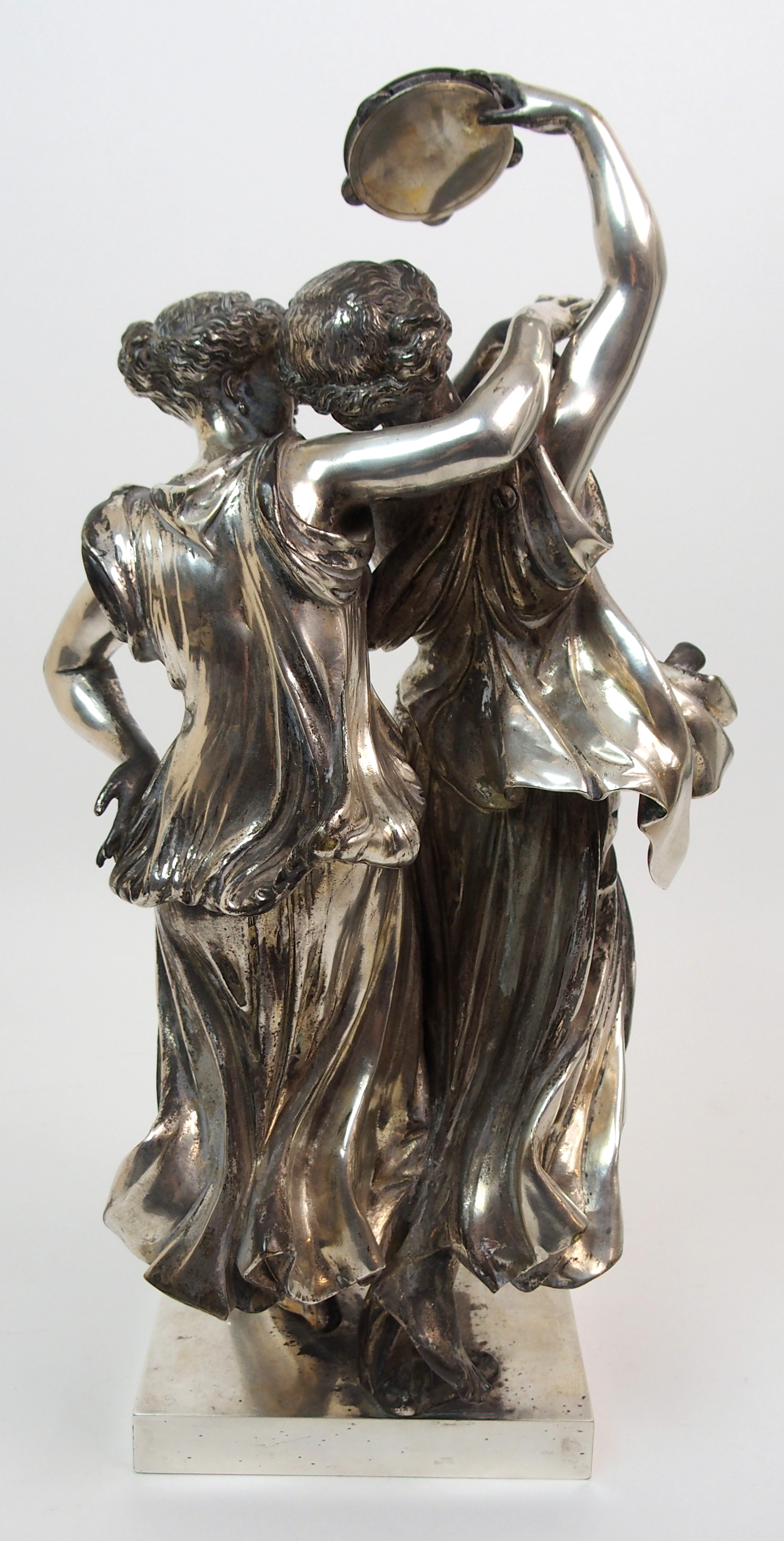 Henry Etienne Dumaige (French 1830-1888). A silvered bronze figure group modelled as two Classical - Image 7 of 10