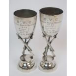 A pair of Chinese shooting trophies inscribed S.V.C, Annual Rifle Meeting 1921 Event 5 3rd Prize Won