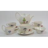Jessie Tait for Midwinter Toadstools part teaset comprising three cups and saucers, milk jug,