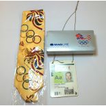 A collection of 1996 Olympic memorabilia relating to Graeme Obree including Swatch watch, shorts,