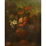 DUTCH SCHOOL (18th Century) A STILL LIFE OF FLOWERS WITH BEES Oil on canvas, 76.5 x 60.5cm (30 x