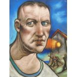 •PETER HOWSON OBE (Scottish b. 1958) CUSH,"SON OF HAM" Pastel, signed, 61 x 46cm (24 x 18")