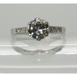 A platinum diamond solitaire of estimated approx 0.95cts set in a classic crown mount with further