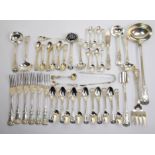 A quantity of silver cutlery makers marks W.E., London 1842, double struck in the Kings pattern,