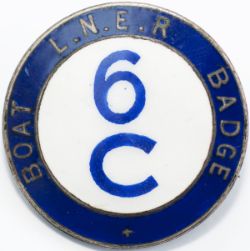 LNER enamel and white metal (not hallmarked) circular lapel badge LNER BOAT BADGE 6C marked on