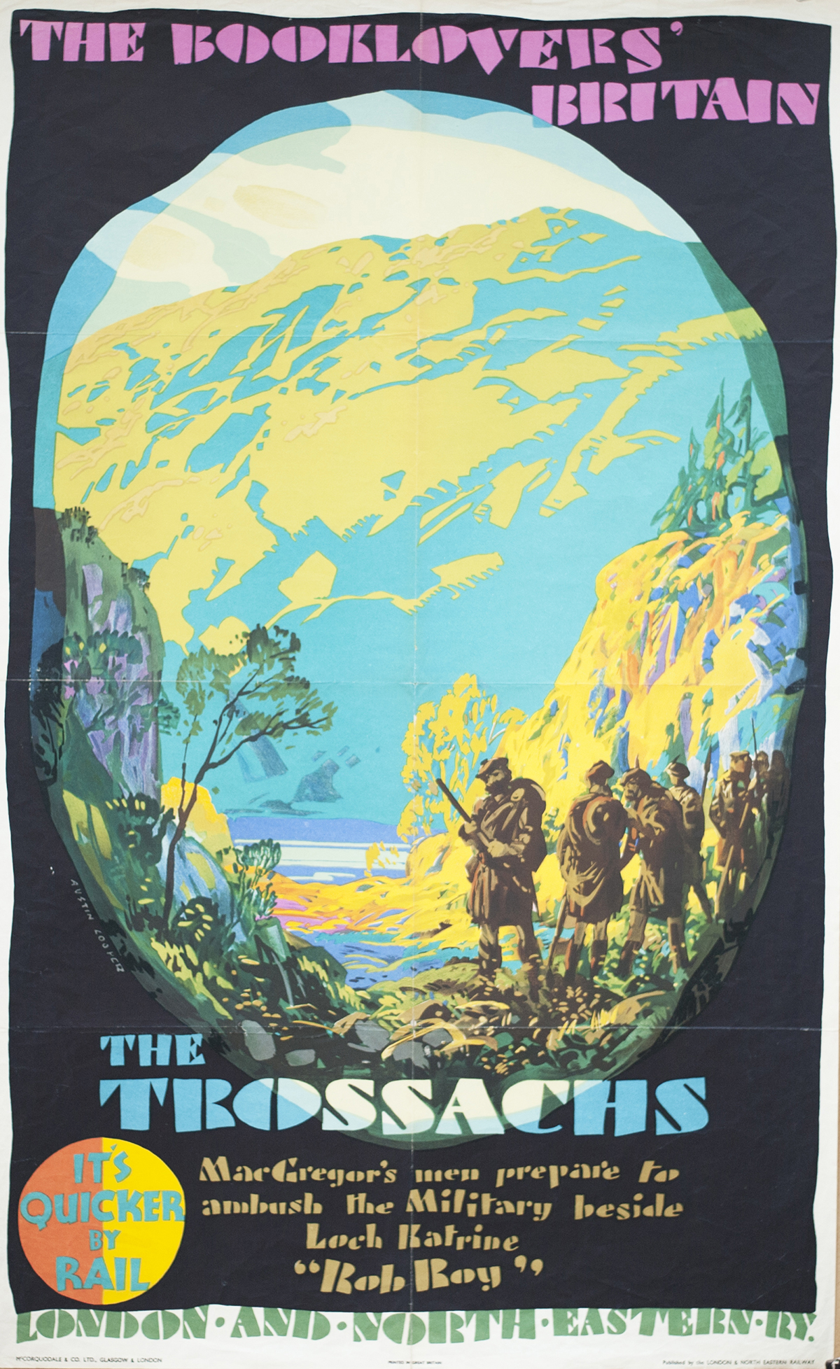 Poster LNER THE BOOKLOVERS BRITAIN THE TROSSACHS by AUSTIN COOPER circa 1930. Double Royal 25in x