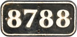 GWR cast iron cabside 8788 ex GWR COLLETT 0-6-0 PT built at Swindon in 1934. Allocations included