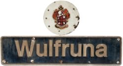 Nameplate WULFRUNA and original badge ex British Railways class 86 electric, carried by 86 433 /