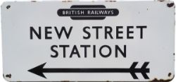 BR FF enamel station direction sign with British Railways totem at the top NEW STREET STATION and