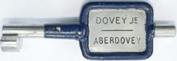 Tyers No9 single line aluminium key token DOVEY JC-ABERDOVEY configuration B. In good condition.