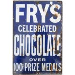 Advertising enamel FRY'S CELEBRATED CHOCOLATES OVER 100 PRIZE MEDALS, makers name Patent Enamel Co