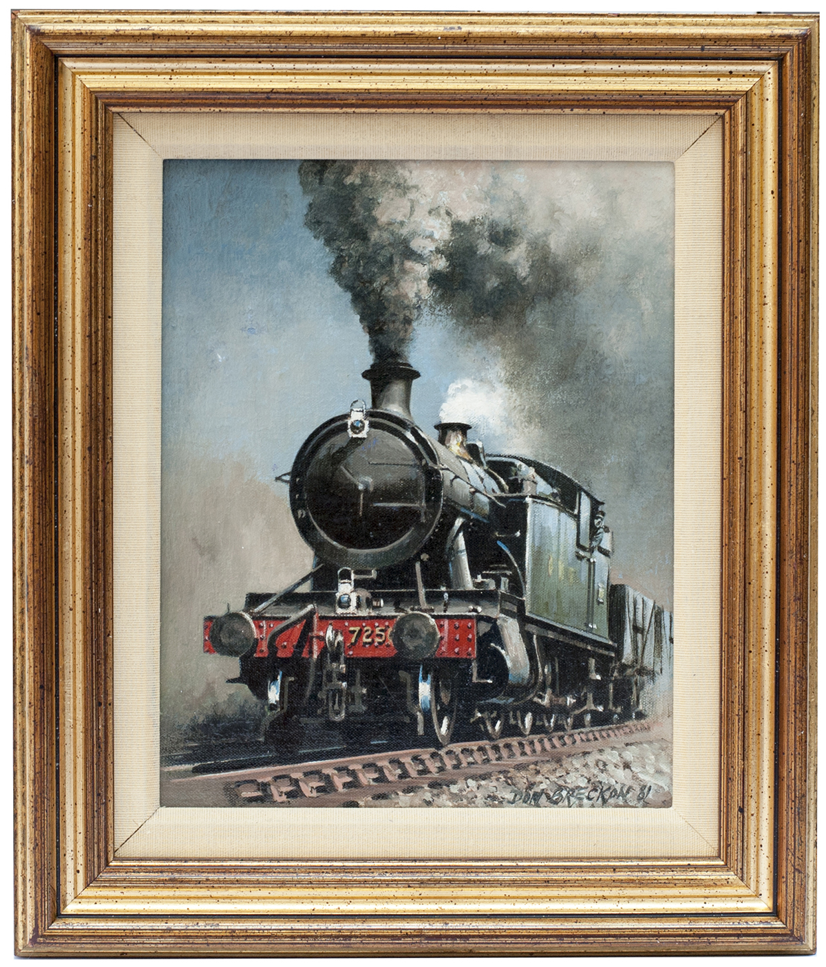 Original Oil Painting on canvas of GWR 7250 2-8-2T by Don Breckon 1981. Painting measures 10in x 8in