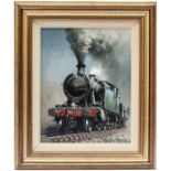Original Oil Painting on canvas of GWR 7250 2-8-2T by Don Breckon 1981. Painting measures 10in x 8in