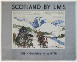 Poster LMS SCOTLAND BY LMS THE HIGHLANDS IN WINTER by George Nicholls. Quad Royal 40in x 50in. In