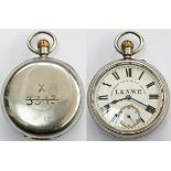 LNWR Pocket Watch, by Lancashire Watch Co Ltd Prescot. A good quality English made watch with top