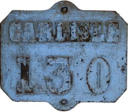 Caledonian Railway cast iron mile marker CARLISLE 130 measuring 12in x 10in.