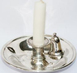 LNWR silverplate Candle Holder with integral Snuffer, marked on the top in an elliptical shield