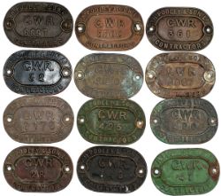 A collection of 12 brass H.Pooley & Son Ltd GWR weighing machine plates.