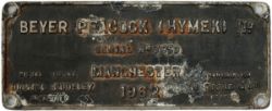 Diesel worksplate rectangular cast aluminium BEYER PEACOCK (HYMEK) LTD SERIAL NO 7950 1962 EX BR