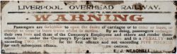 Liverpool Overhead Railway enamel carriage sign re OPENING OF DOORS etc E J NEACHELL GENERAL