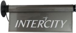 Intercity double sided illuminated BOOKING OFFICE sign displaying the Intercity Swallow and Logo