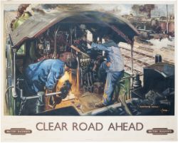 Poster BR CLEAR ROAD AHEAD by Terence Cuneo. Quad Royal 40in x 50in. In very good condition.