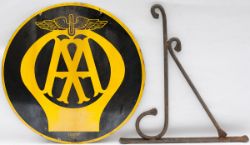AA enamel sign measuring 18in diameter, double sided with makers name Franco SW1. Complete with