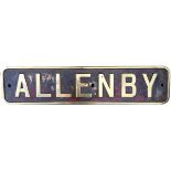 Nameplate ALLENBY ex Peckett 0-4-0 ST No 1978 of 1939. Supplied new to The Royal Arsenal,