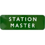 BR(S) FF dark green enamel doorplate STATION MASTER. In excellent condition measuring 18in x 6in.