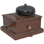 GNR mahogany cased split case block bell with large mushroom bell, in nicely restored condition.