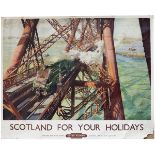 Poster BR SCOTLAND FOR YOUR HOLIDAYS THE WORLD FAMOUS FORTH BRIDGE by Terence Cuneo. Quad Royal 40in