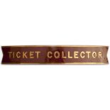 BR(W) gilt fishtail cap badge TICKET COLLECTOR, in excellent condition.