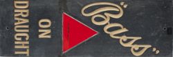 Bass Brewery slate advertising sign BASS ON DRAUGHT with central enamel triangle. In good