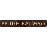 BR(W) enamel poster heading BRITISH RAILWAYS. In good condition with a few small edge chips,