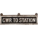 GWR cast iron sign GWR TO STATION complete with original mounting lugs. In original condition