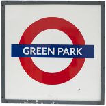 LT enamel Target GREEN PARK in original aluminium frame measuring 27in x 27in. In good original