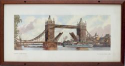 Carriage print LONDON TOWER BRIDGE by John L Baker from the LNER Post War Series around 1948. In