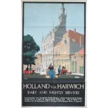 Poster LNER HOLLAND VIA HARWICH DAILY AND NIGHTLY SERVICES by FRANK NEWBOULD. Double Royal 25in x