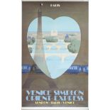 Poster VSOE PARIS VENICE SIMPLON ORIENT EXPRESS by Fix Masseau 1981. Double Royal 25in x 40in,