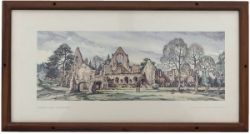 Carriage print DRYBURGH ABBEY BERWICKSHIRE by Kenneth Steel R.B.A S.G.A. A view of the ruined