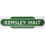 Totem BR(S) FF dark green KEMSLEY HALT from the former SECR station between Sittingbourne and