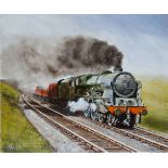 Original oil painting on canvas of Royal Scot 4-6-0 46107 ARGYL AND SUTHERLAND HIGHLANDER with a